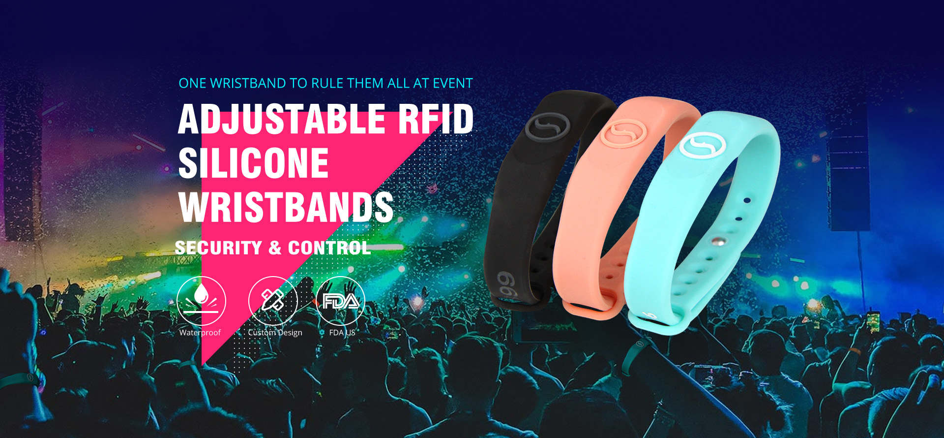 Adjustable Waterproof RFID Silicone Wristband
