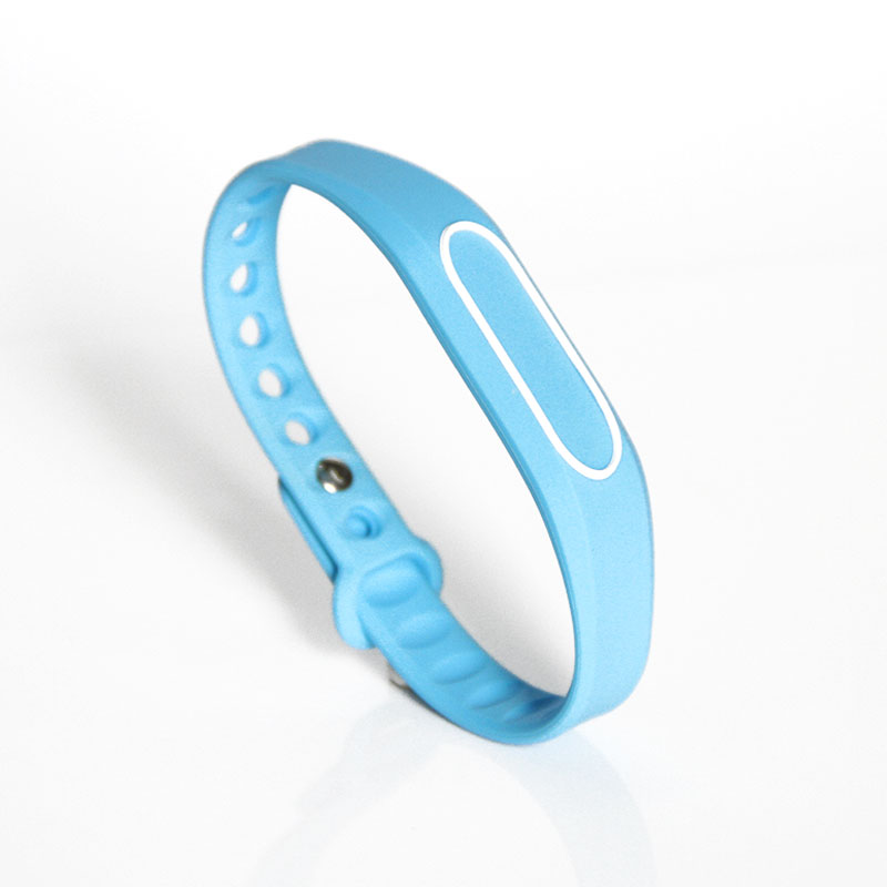 Adjustable Light Blue Silicone HF Wristbands With RFID Chips