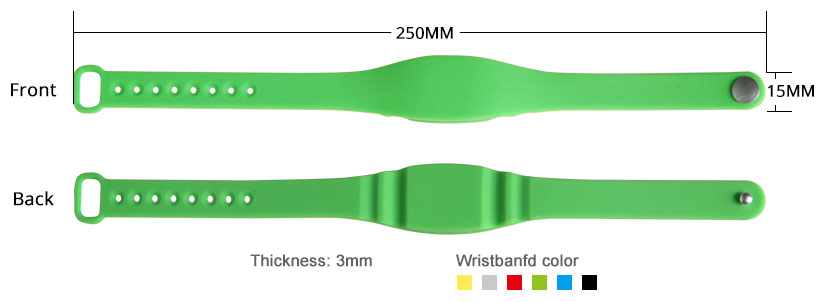 RS-AW028  Reusable Silicone 125KHz RFID Bracelet Size