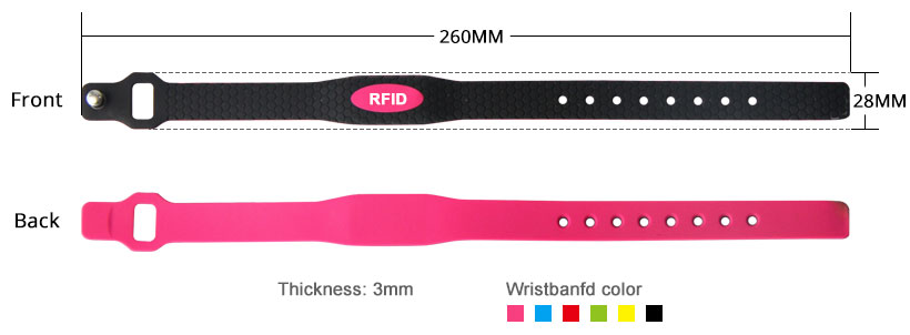 Size of RS-AW032 Silicone RFID Wristband for Events