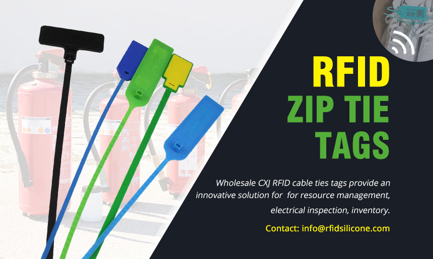 CXJ RFID industrial zip ties UHF cable tie tag for asset tracking, gas cylinder & waste bin management