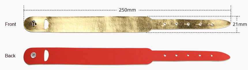 Gold Leather RFID Bracelet Manufacturer Offer Event Wristband RS-LW004 Size