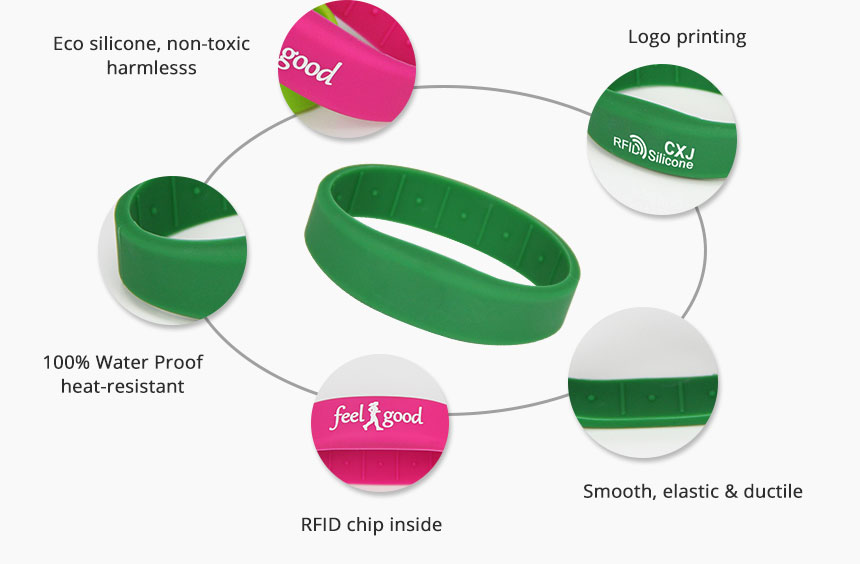 Eco Silicone RS-CW010 RFID Access Control Wristbands Details