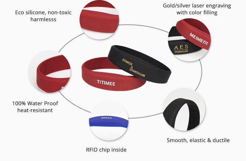 Rubber Gym RFID NFC Athletic Wristbands RS-CW011 Details