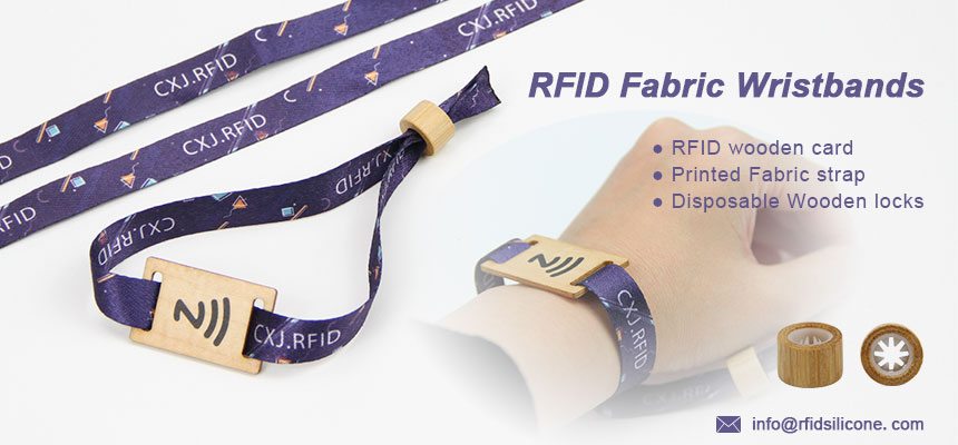 RFID Fabric Wristbands with Wooden Card Slider