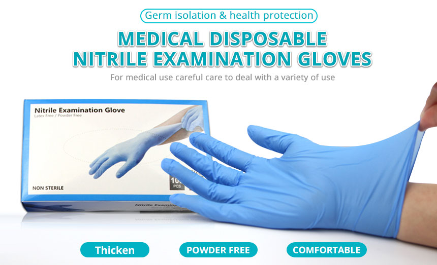 Medical disposable nitrile examination gloves