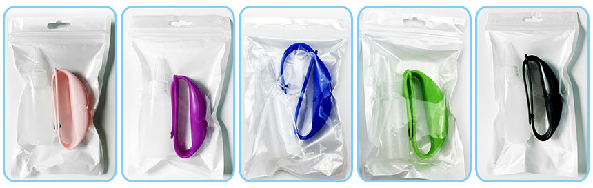 Hand sanitizer dispensing silicone bracelet can be customized packaging