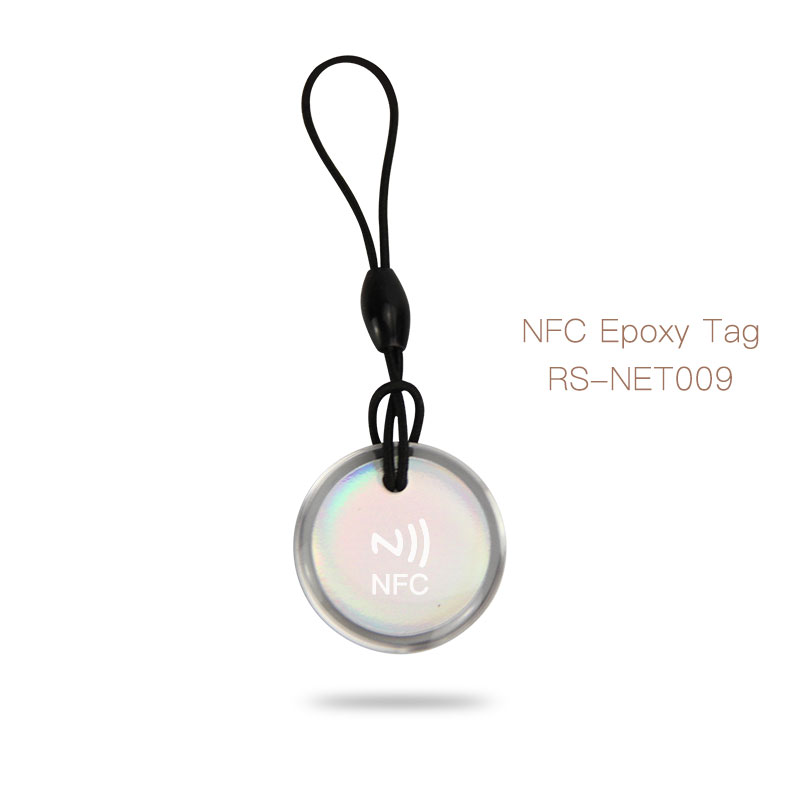 Fully Epoxy 13.56MHz NFC Tag Keychain with Elastic Rope