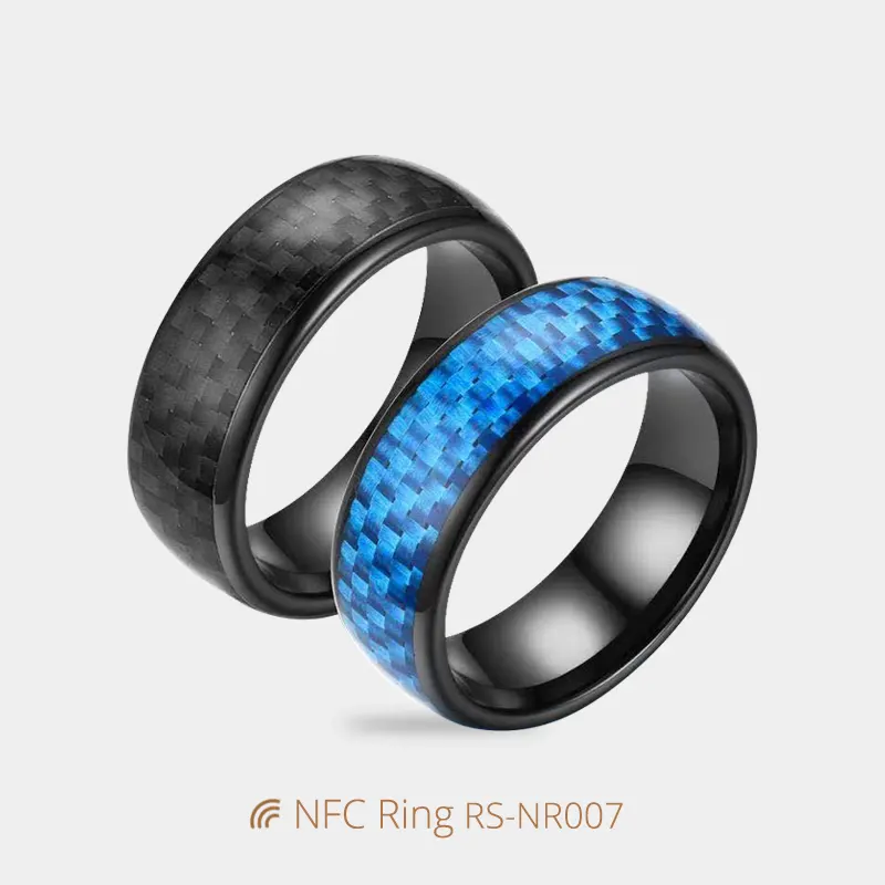 NFC Smart Ring Rounded Carbon Fiber. Black Matte Wedding Band. Engagement  Ring for Him. 04906_8N 