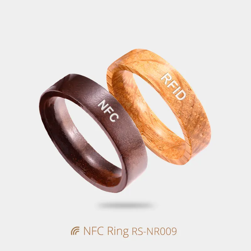 Eco-friendly Wood NFC Ring Payment NTAG213 Smart Finger Ring