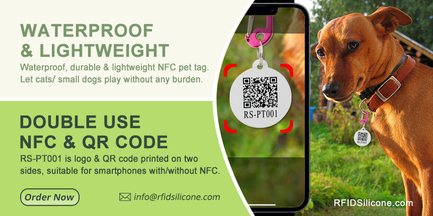 Wholesale waterproof & lightweight NFC Pet Tags with QR-Code for NFC identification