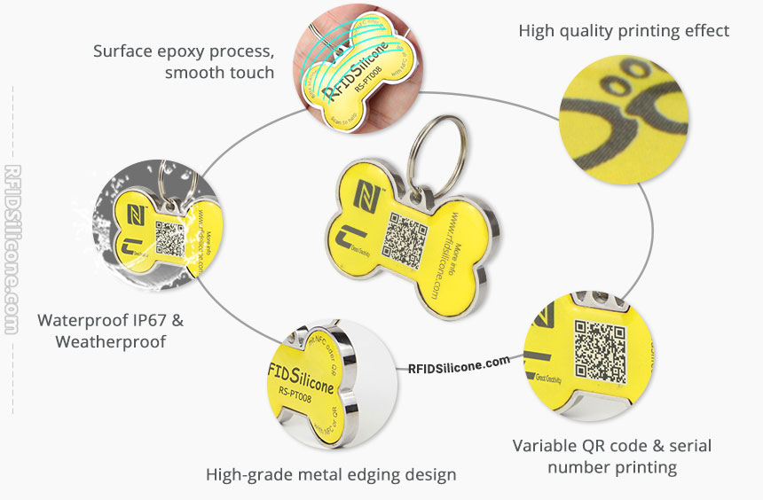 Details of Best NFC Dog Tag RS-PT008 with Full Metal Edge Bone Shape