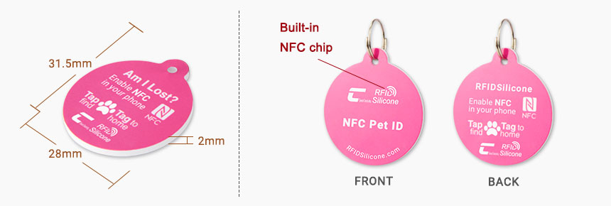 Size of Anti-lost NFC Pet Badge PVC RFID Tags For DogsRS-PT012