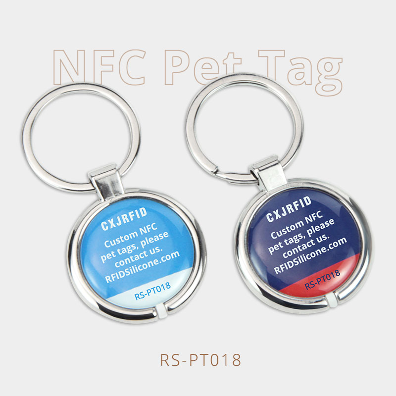 Metal Border Epoxy RFID NFC Tag Scannable Pet ID Tag