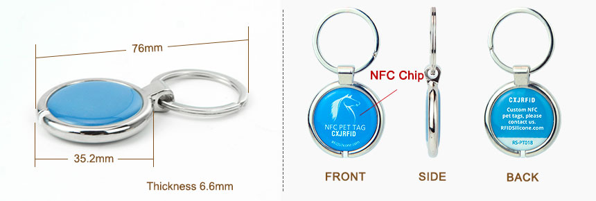 Size of Metal Border Epoxy RFID NFC Dog Tags RS-PT018