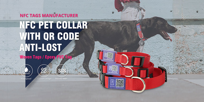 Customized Fabric NFC tags RFID Dog Collar RS-PT020