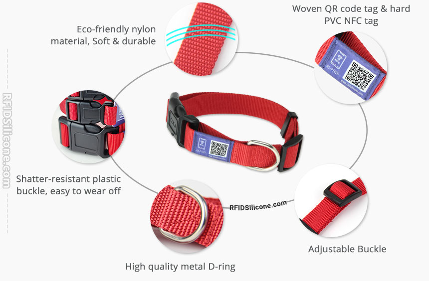 Details of Customized Fabric NFC tags RFID Dog Collar RS-PT020