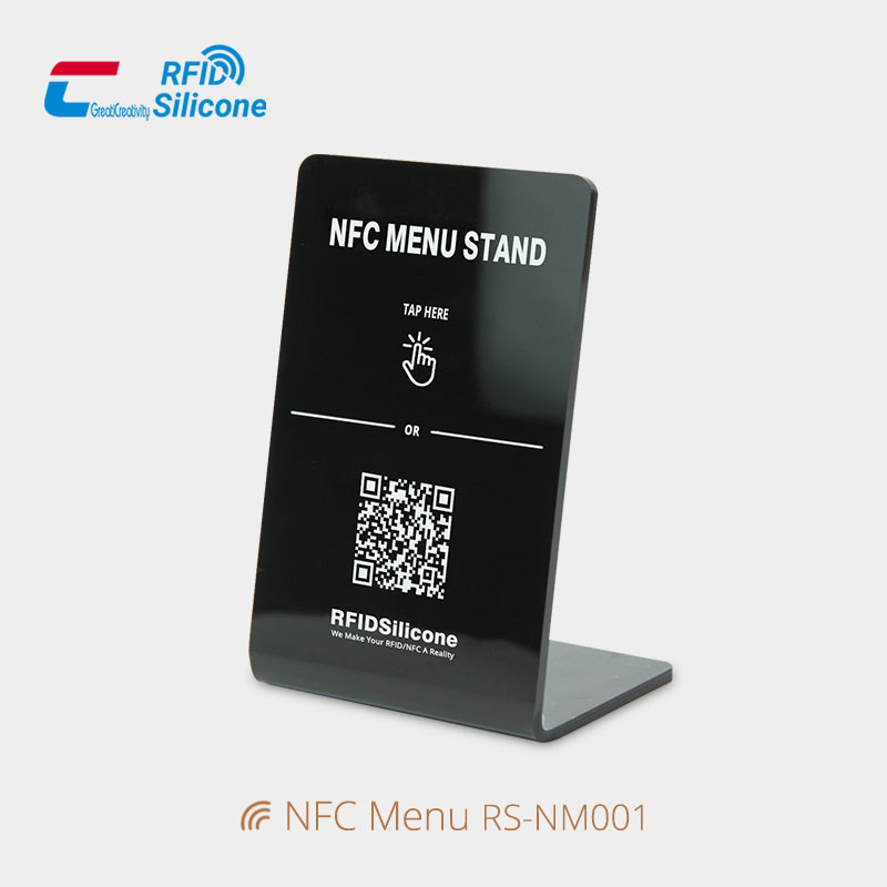 Black/White Acrylic Plastic QR Code and NFC Menu Stands