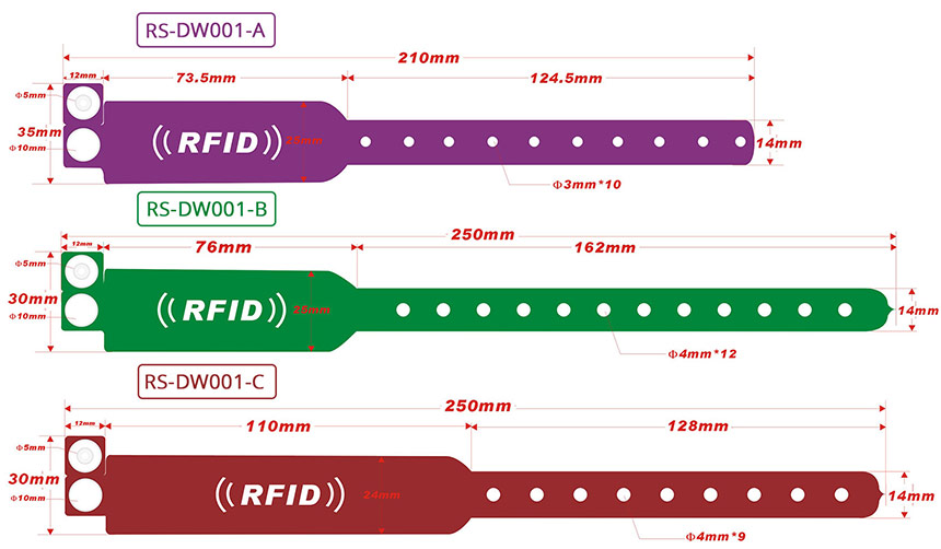 Size of Disposable RFID Paper Wristband RS-DW001