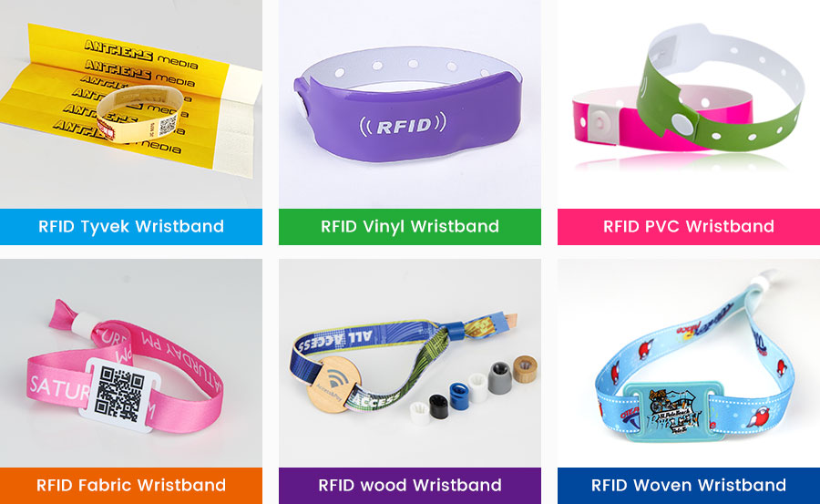 Disposable RFID wristbands in different materials