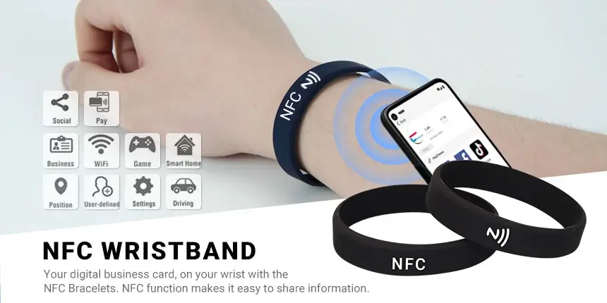 Custom NFC Silicone Wristbands Digital Social Bracelet