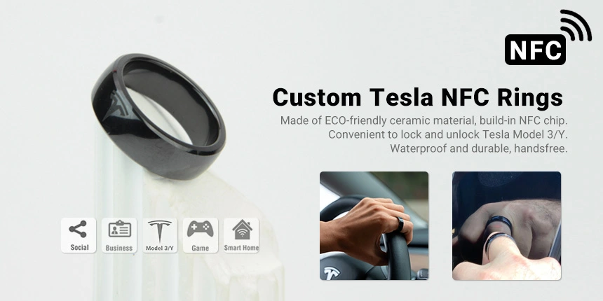 Custom Tesla NFC rings made of Eco-friendly ceramic