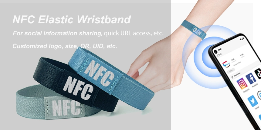 Custom Logo Elastic Cloth NFC Wristband for Quick URL Access