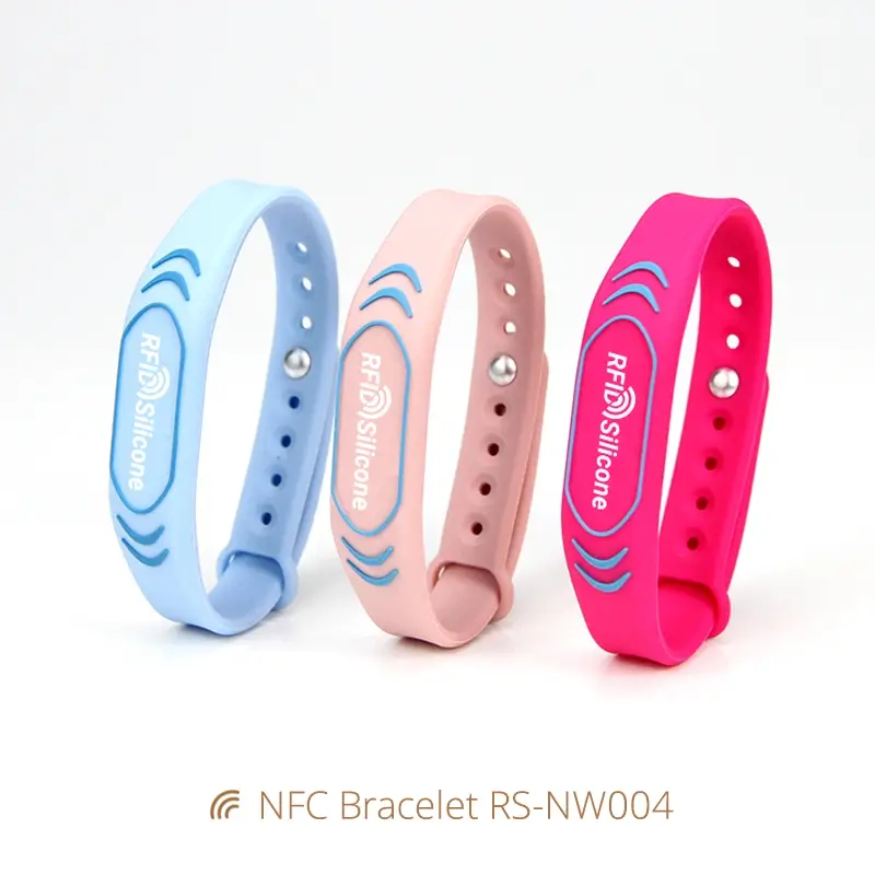 Adjustable NFC Rubber Wristbands NTAG213 HF Bracelets