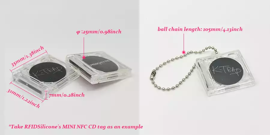 Take RFIDSilicone's MINI NFC CD tag as an example