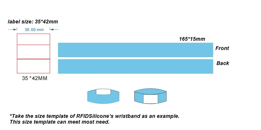 The size template of RFIDSilicone's wristband as an example.