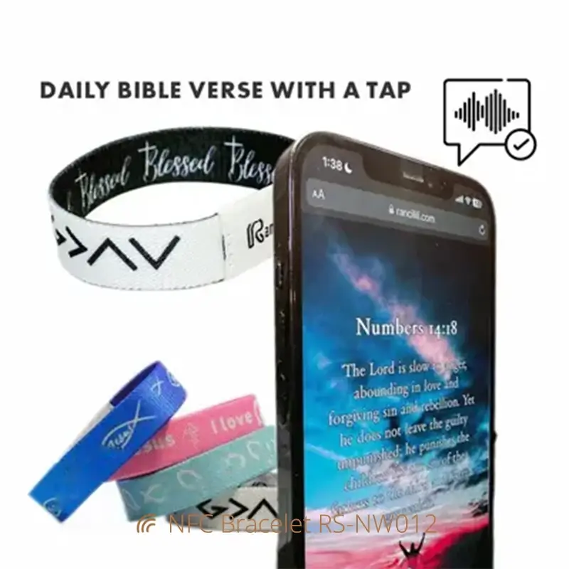 Elastic NFC Bible Bracelet Daily Bible Verse Woven Wristbands