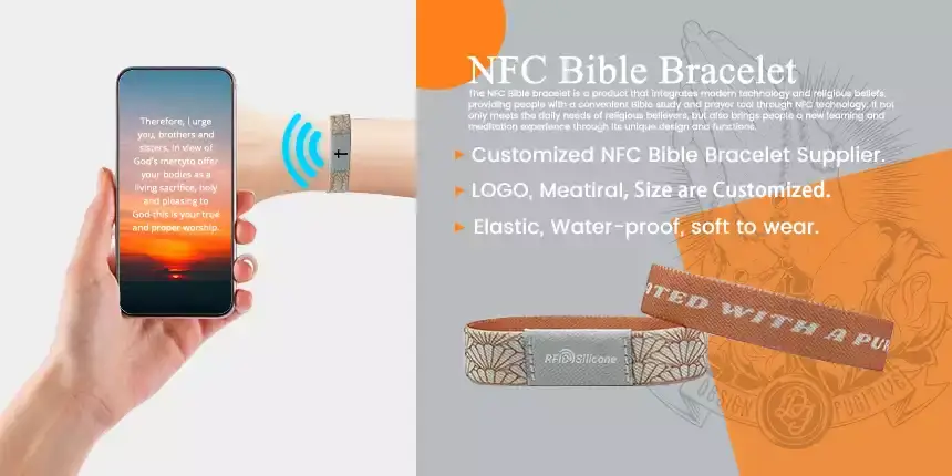 Elastic NFC Bible Bracelet Daily Bible Verse Woven Wristbands