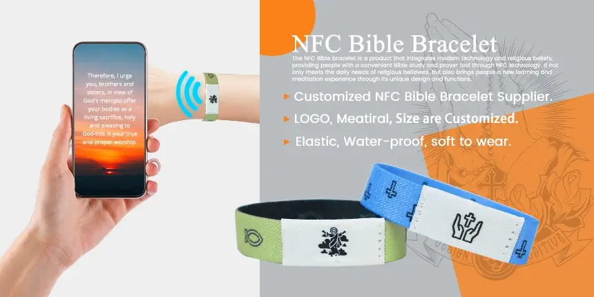 elastic nfc bible bracelet daily bible verse woven wristbands