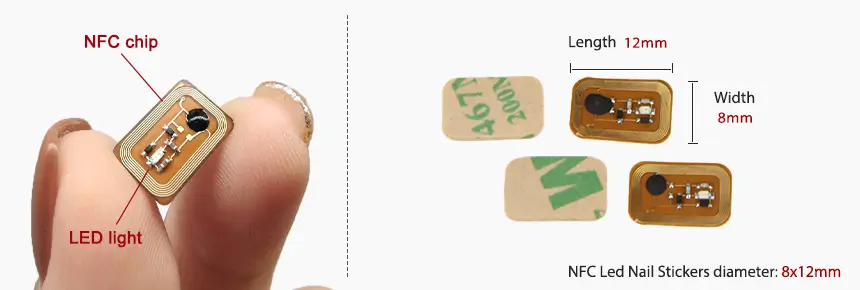 Product Size of NFC LED Nail Stickers RS-NN001