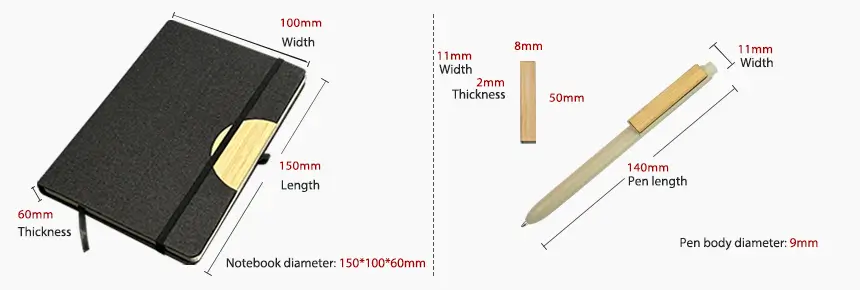 Size & design of RFIDSilicone Smart NFC Notebook & NFC Pen Set RS-NPB05