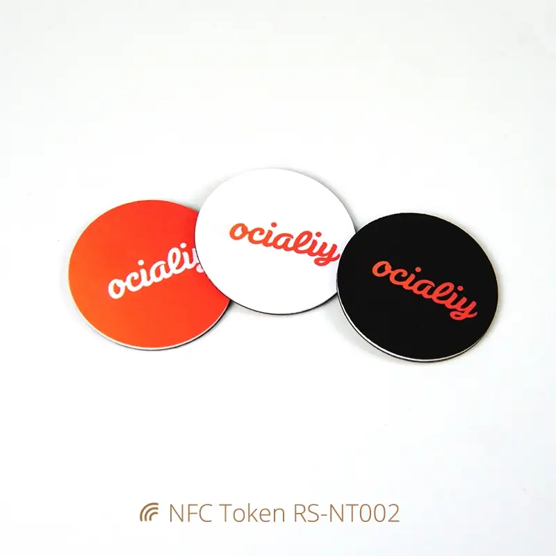 Customized Anti-metal NFC Coin NFC Tokens with 3M Adhesive