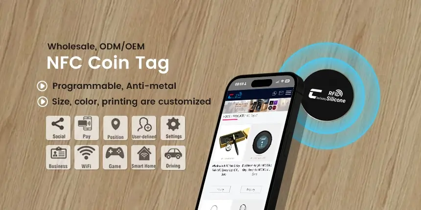 customized anti-metal nfc coin nfc tokens with 3m adhesive