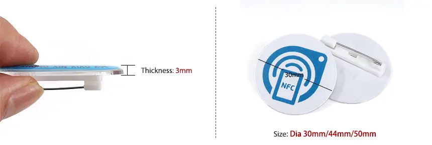Product Sizes CXJ NFC Pin RS-NP007