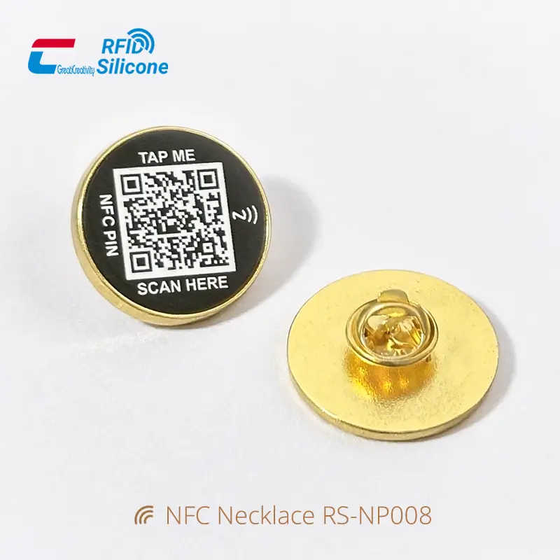 Fashion QR Code NFC Pin Tags Smart Metal Brooch
