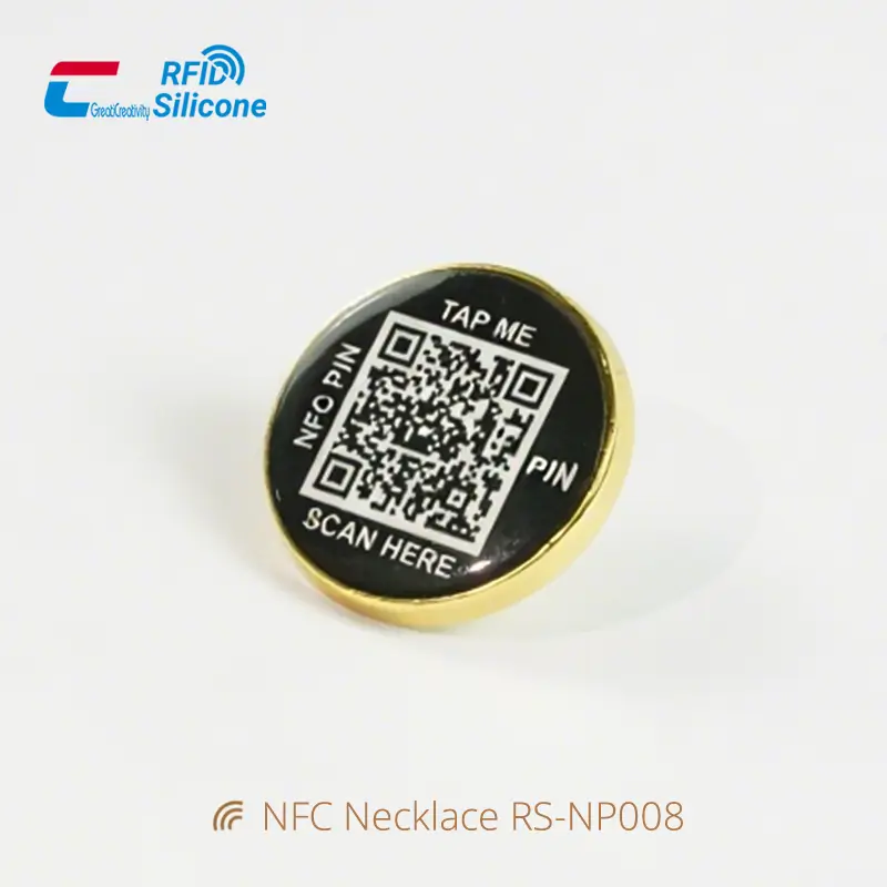 Fashion QR Code NFC Pin Tags Smart Metal Brooch