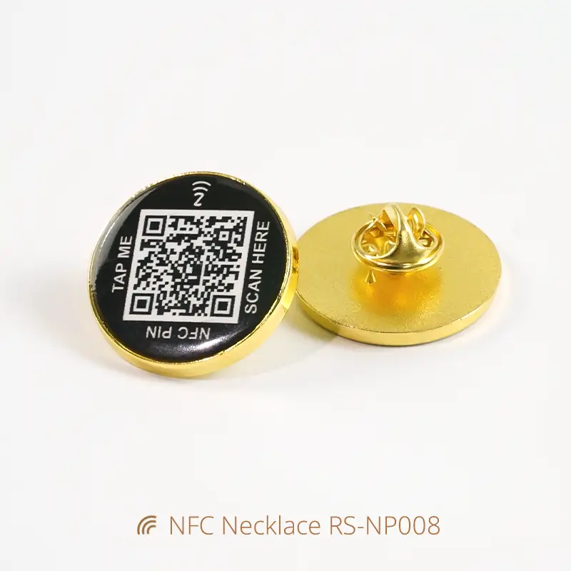 Fashion QR Code NFC Pin Tags Smart Metal Brooch