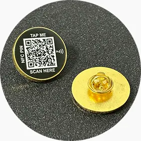 Fashion QR Code NFC Pin Tags Smart Metal Brooch