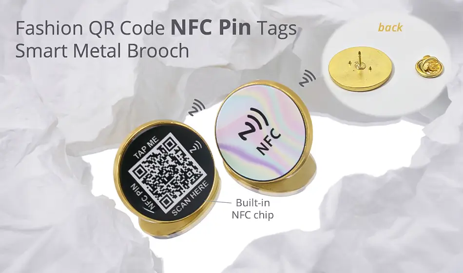 CXJ Fashion QR Code NFC Pin Tags Smart Metal Brooch