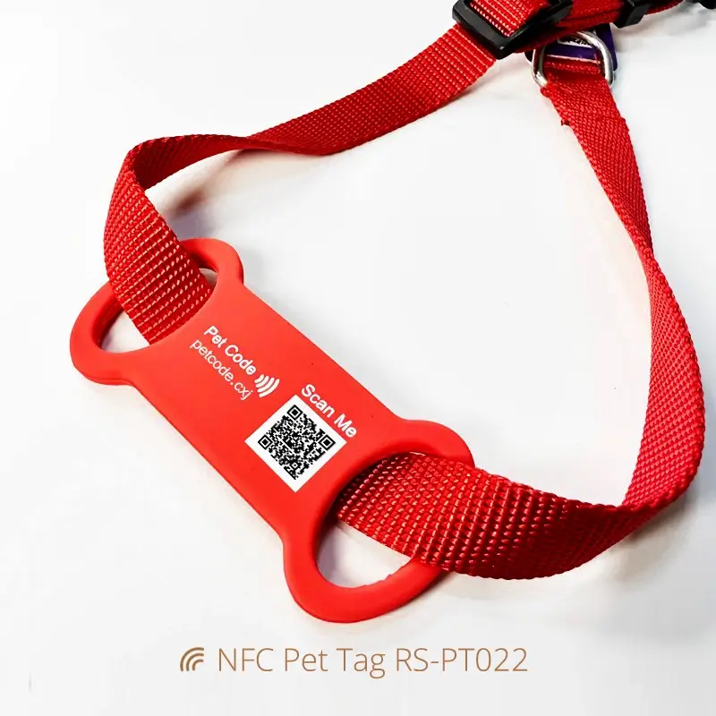 Customized NFC Silicone Pet Tags with QR Code Printing