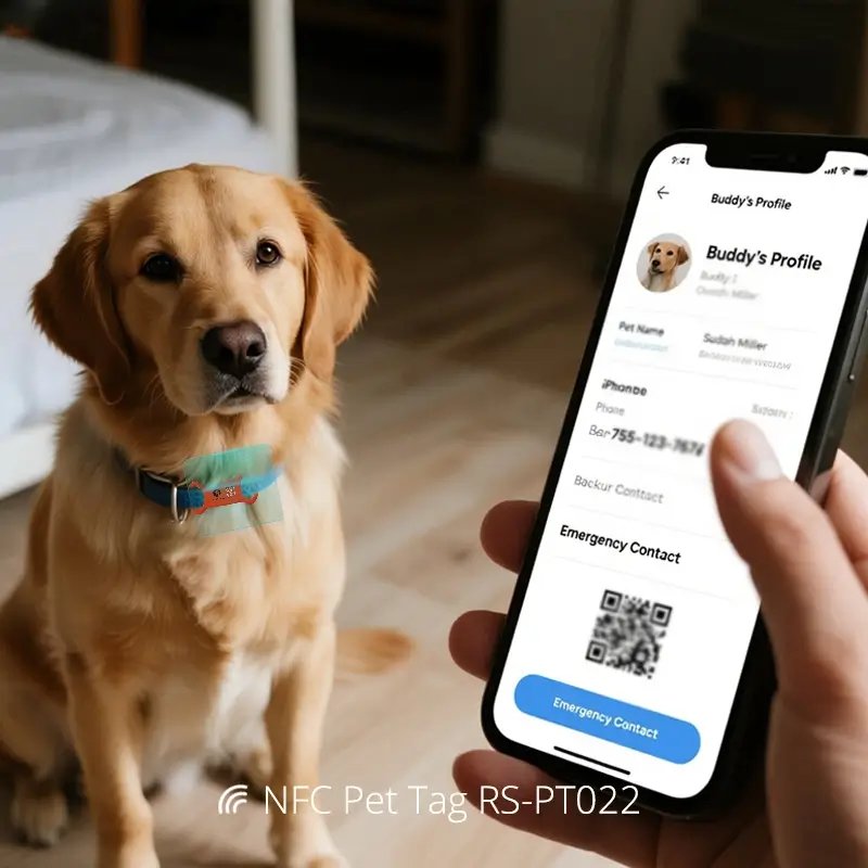 Customized NFC Silicone Pet Tags with QR Code Printing