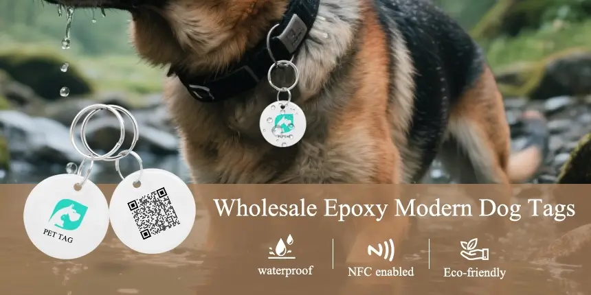 wholesale dia 30mm modern dog tags epoxy anti-lost tag