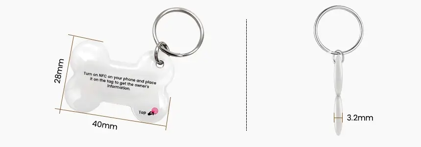 size of waterproof dog tag rs-pt007B