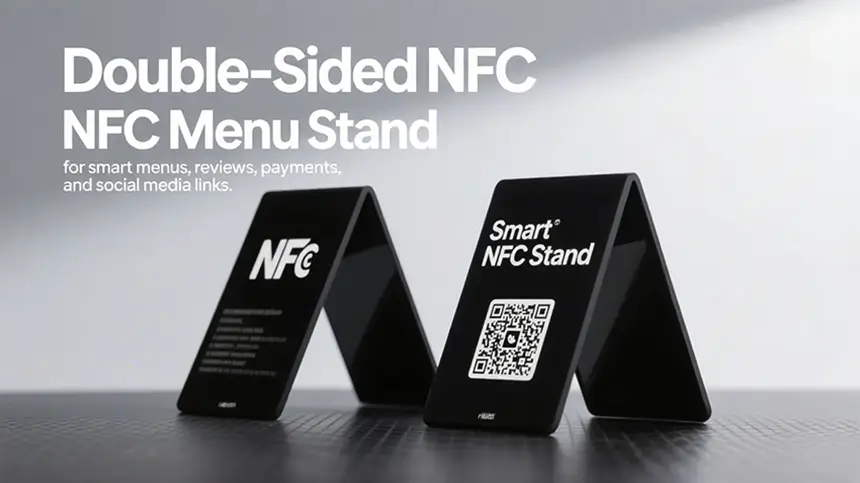 Black Acrylic Table Menu Stand NFC for Smart Menus