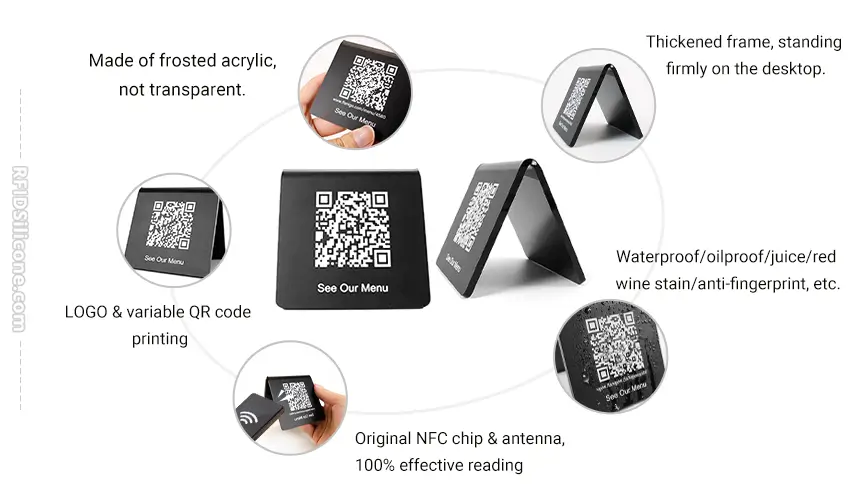 Details of Matte Acrylic Double-Sided NFC Menu Holder RS-NM017