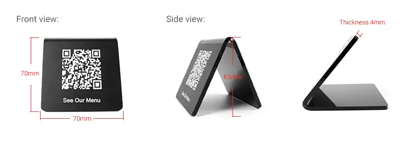 Size & design of RFIDSilicone Matte Acrylic Double-Sided NFC Menu Stands RS-NM017